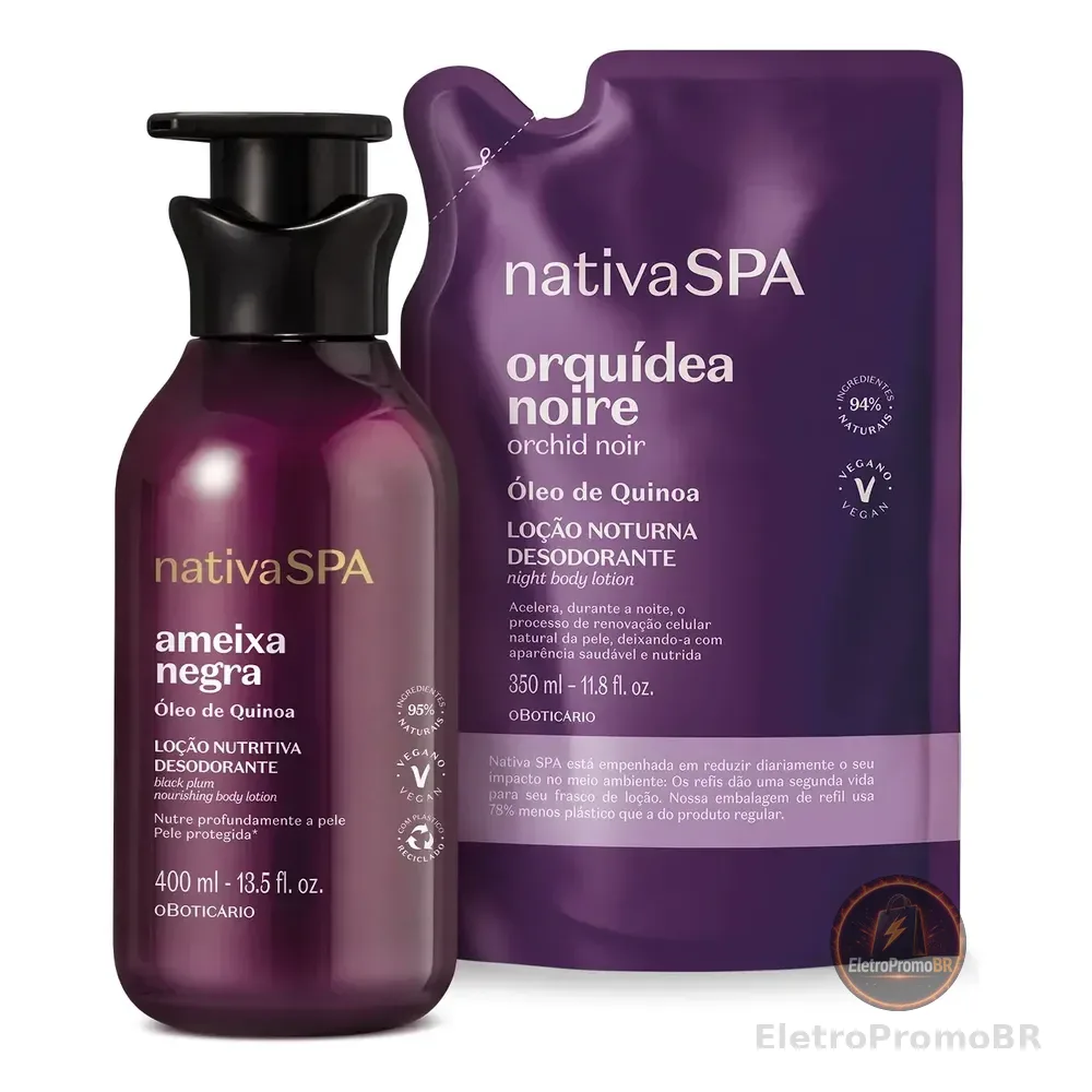 Combo Nativa Spa: Loção Corporal Ameixa Negra 400ml +  Refil