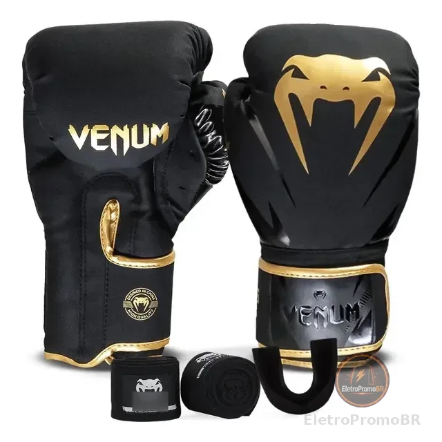 Kit Luva Impact Evo Muay Thai Boxe Venum + Bandagem + Bucal
