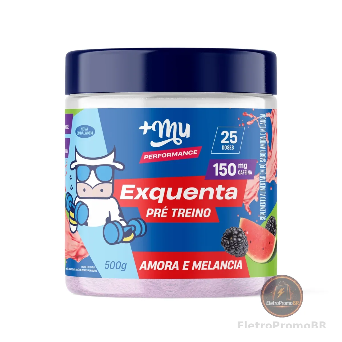 +Mu Pré Treino Exquenta Sabor Amora e Melancia - 500g