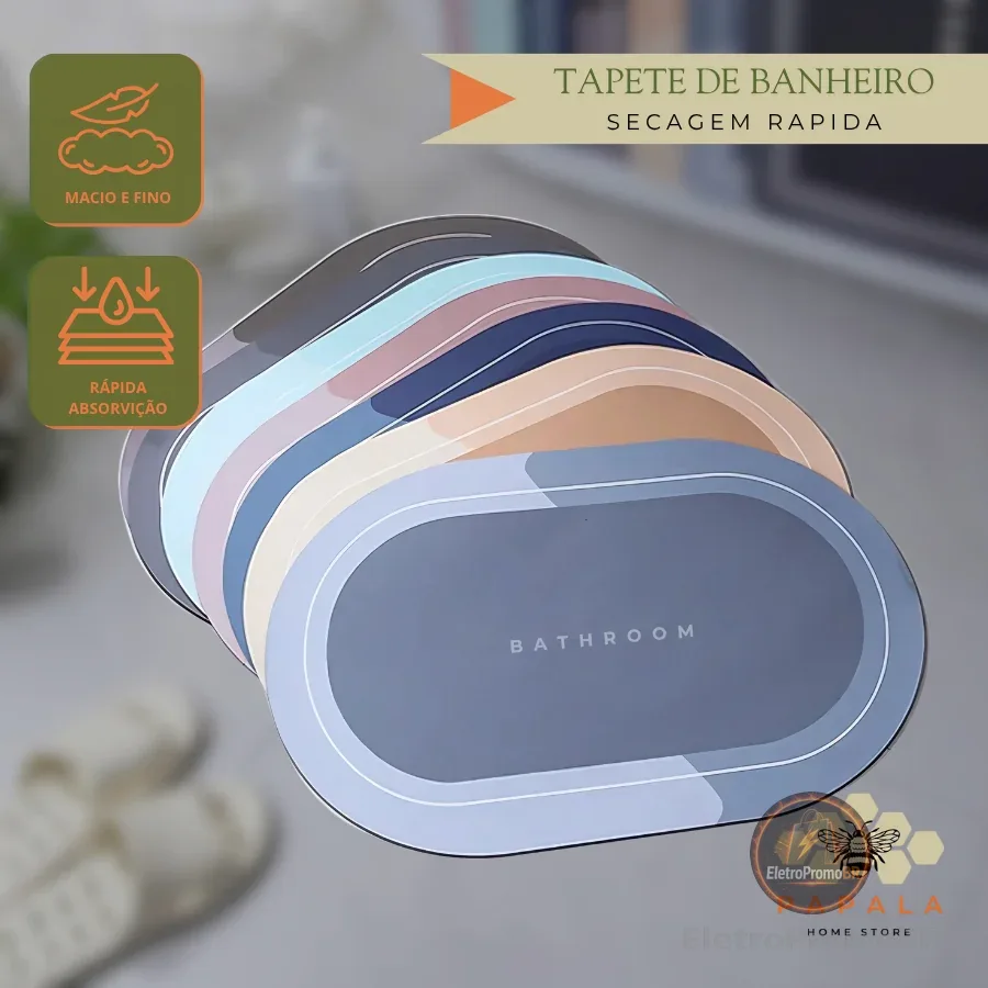 KIT 2 Tapete Banheiro Antiderrapante Secagem Rápida Absorvente 40x60 Cozinha Entrada Chuveiro