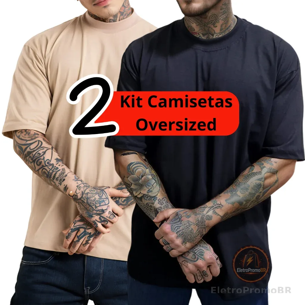 Kit Camisetas  Oversized Streetwear Masculina 100% Algodão 30.1 Padrão Americano