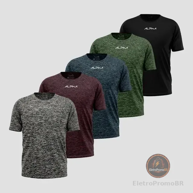 Kit 5 Camisetas New Fluid Mescla Dry Alpha Masculina