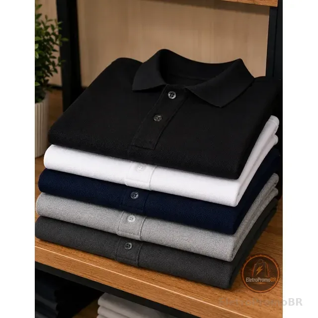 Kit 5 Camisas Gola Polo Masculina Blusa Slim Atacado Piquet