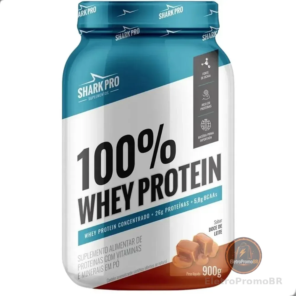 100% Whey Protein Concentrado Pote 900g Shark Pro Doce De Leite