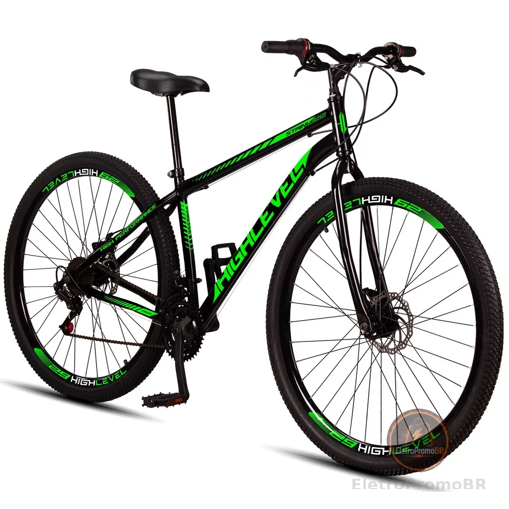 Bicicleta Aro 29 Highlevel Aço Carbono Freios a Disco 21 Marchas