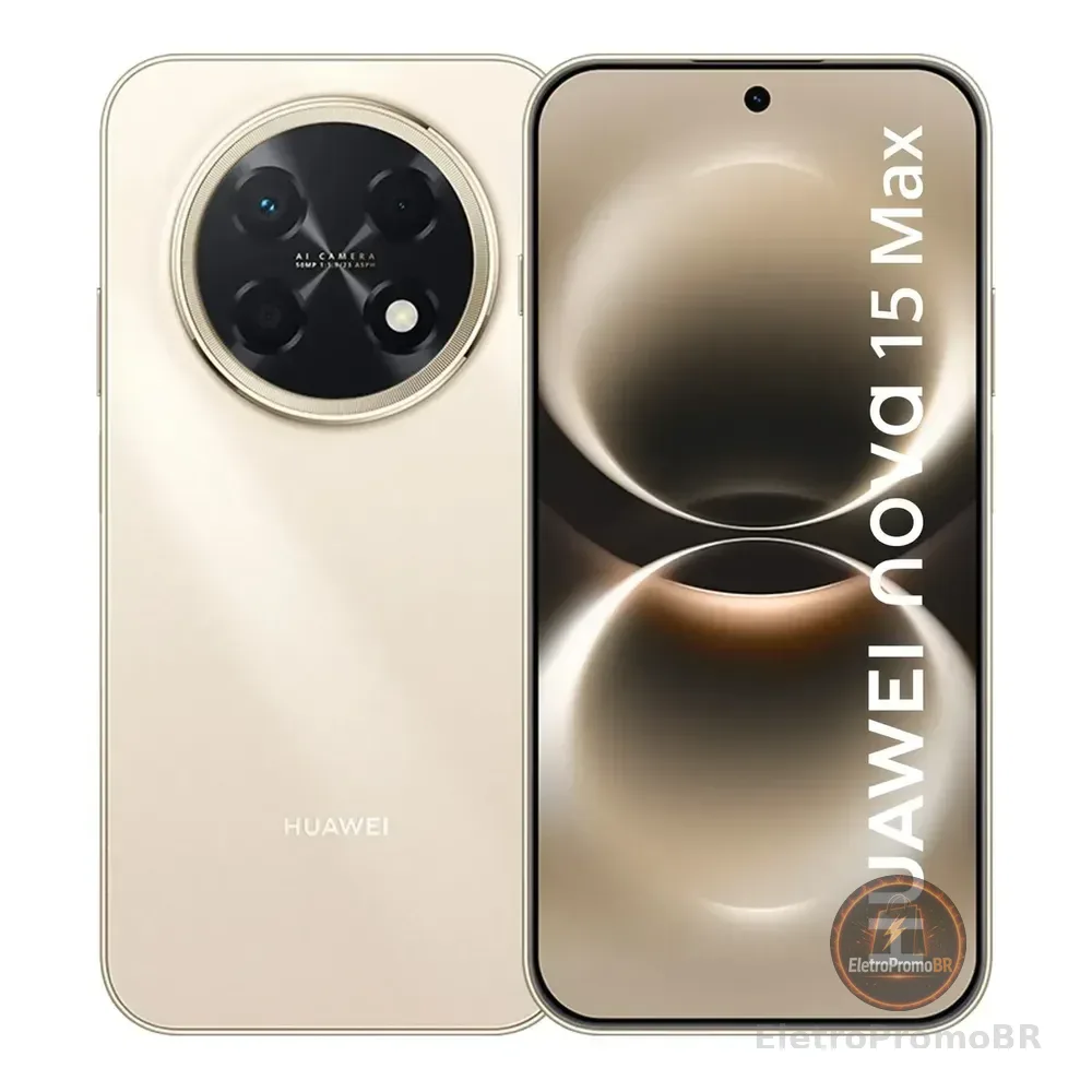 Smartphone Huawei Nova 15 Max 8gb+256gb Câmera Ryyb Ultra Nítida De 50 Mp Corpo Extra Durável Super Bateria De 8.500 Mah Tela Oled Vívida De 6,84 Botão X Dourado