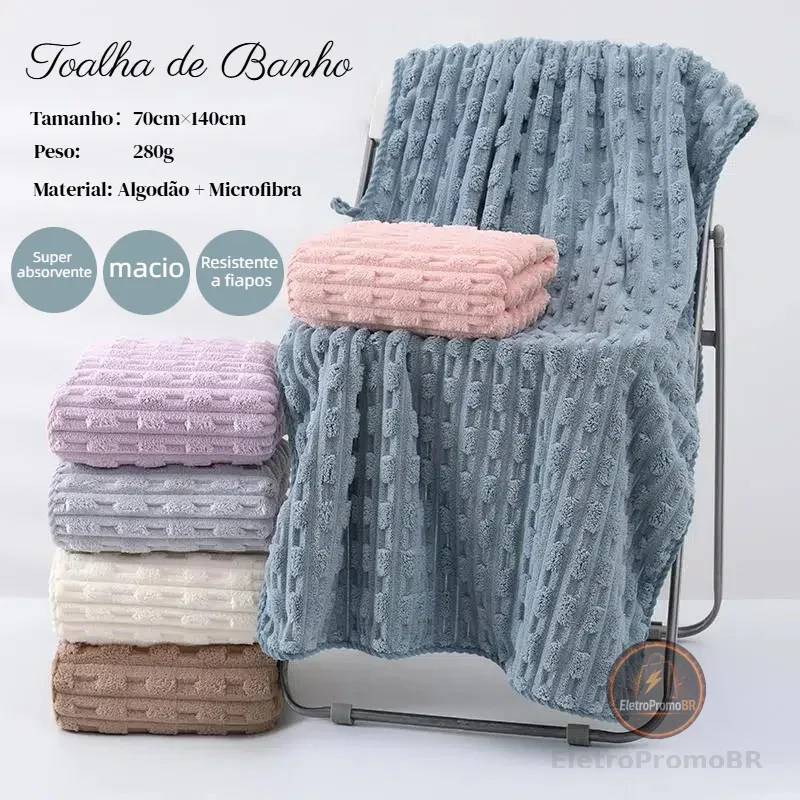 Toalhas de banho Microfibra 70×140cm 280g – Praia, Piscina, Rápida Secagem, Macia e Confortável