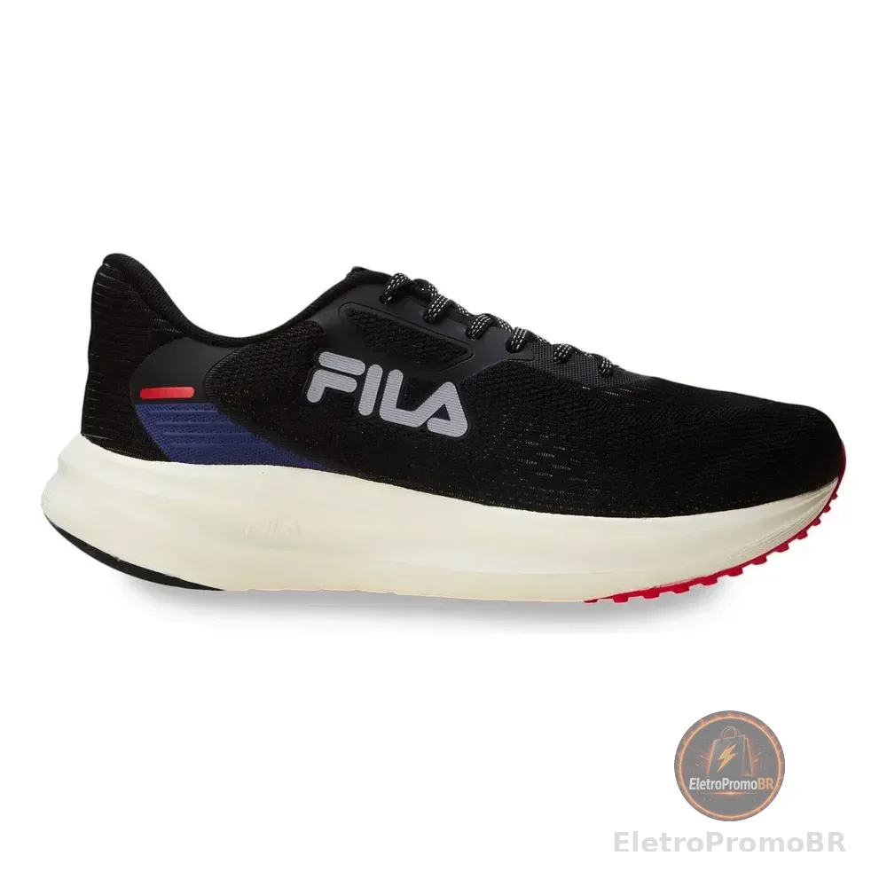 Tênis De Corrida Masculino Fastness Fila Preto Vermelho Escuro Cinza Lisa 41 Br