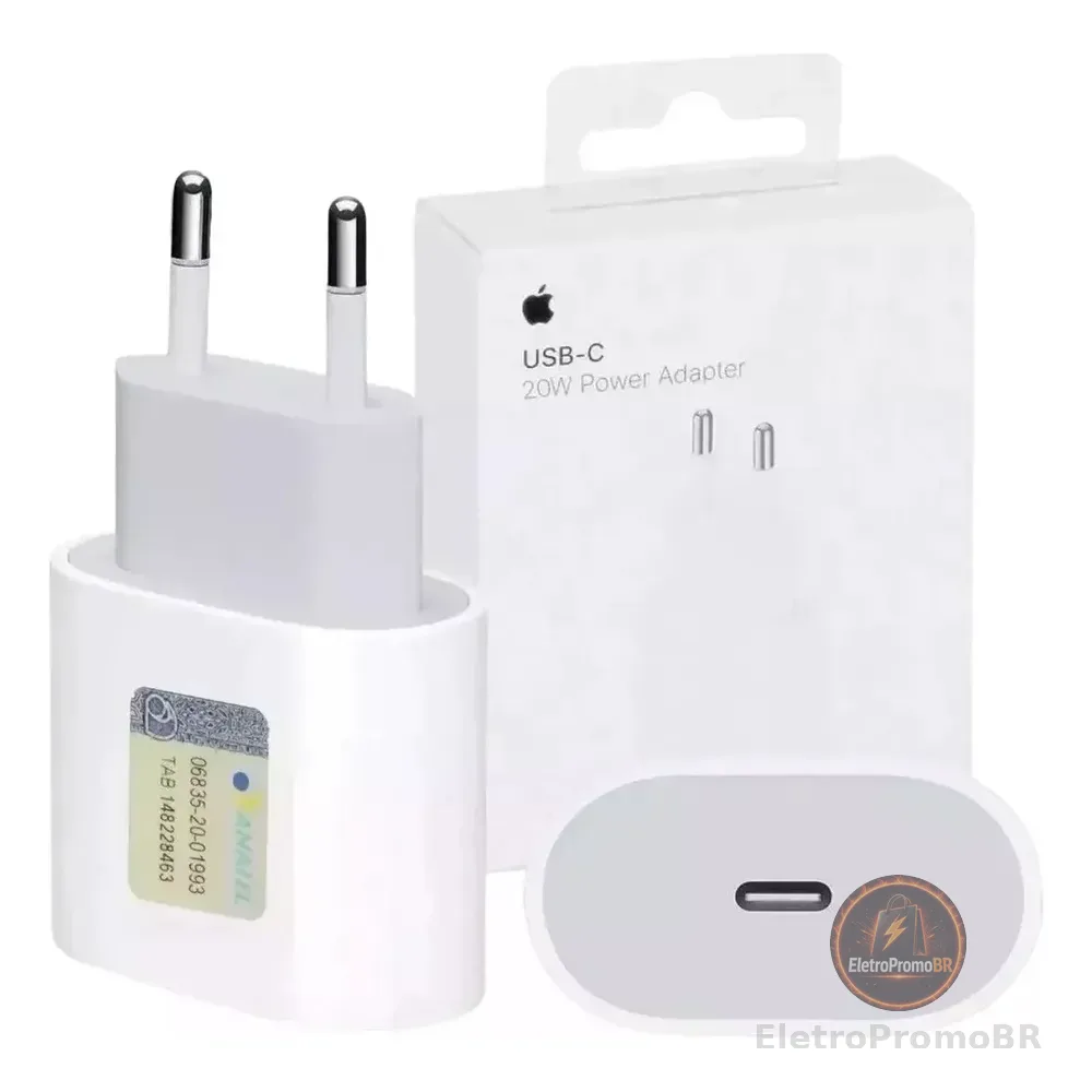 Carregador Fonte iPhone Original 20w Apple Tipo C Turbo Branco