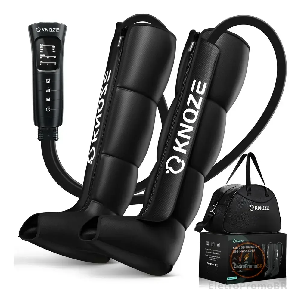 Massageador Eletrico Portatil Massagem Ar Compressao Massageador Para Os Pes Compressao Pernas Inteligente 6 Modos 6 Int 127/220v Preto