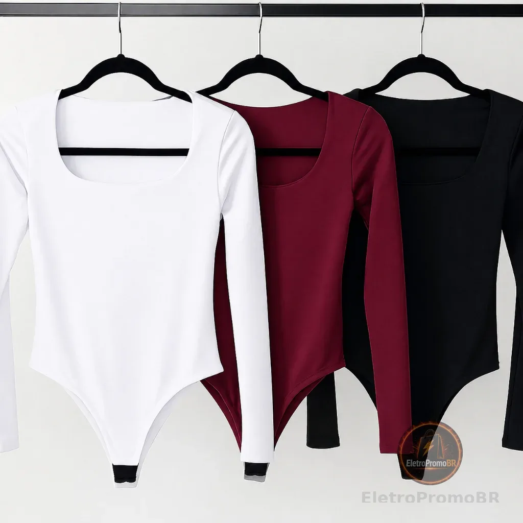 Kit 3 Body Feminino Manga Longa Inverno Forrado Suplex Casual