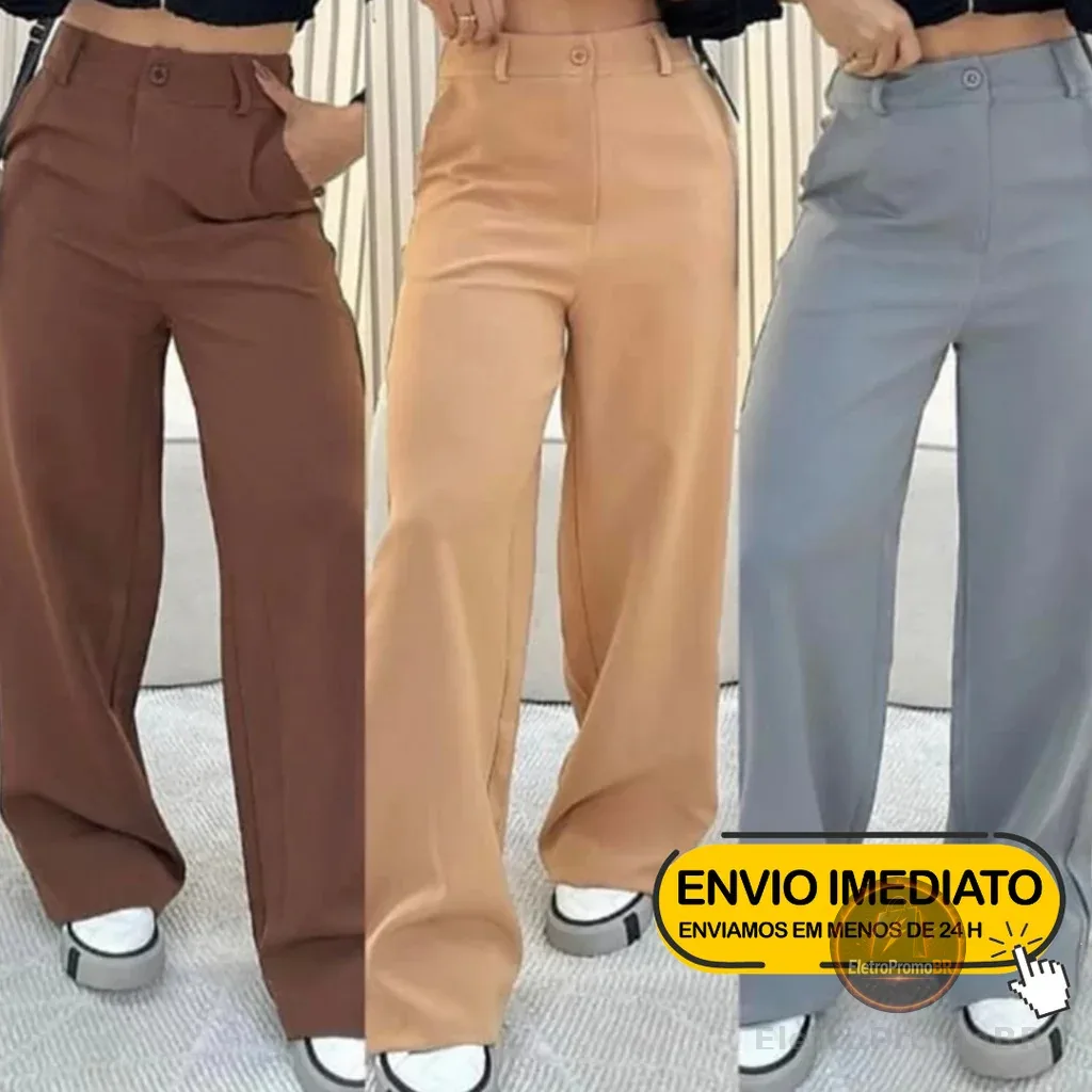 Calça Pantalona Alfaiataria Premium Wide Leg Elegante