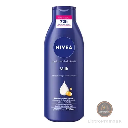 Nivea Loção Deo-hidratante Milk 200ml, Hidratação Profunda 72h, Bbb 26, Corporal, Hialurônico Puro, Pele Seca E Extrasseca