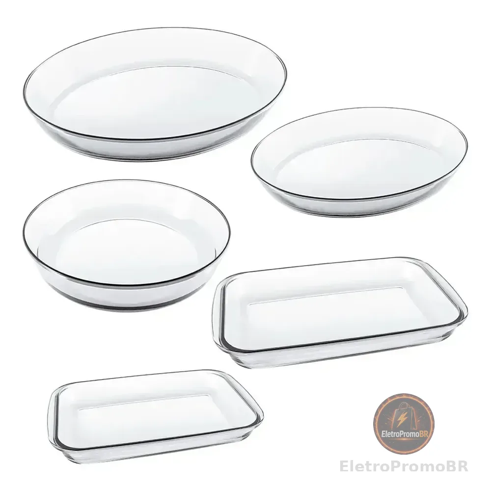 Conjunto Assadeiras 5 Peças Sem Tampa De Vidro - Marinex Cristalino