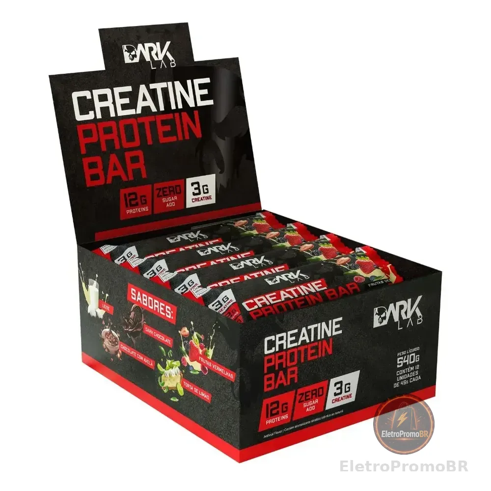 Creatine Protein Bar 12 Un 45g Dark Lab Sabor Frutas Vermelhas