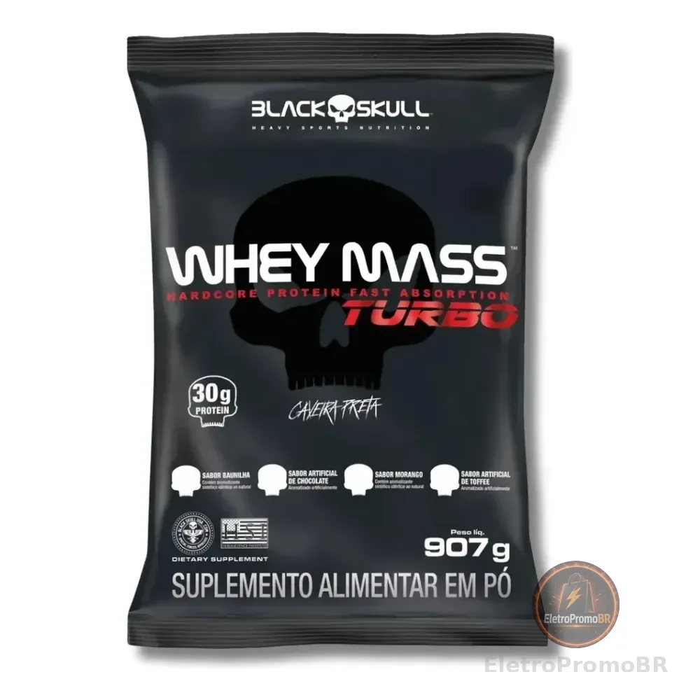 Whey Protein Turbo Mass 907g Refil Black Skull Chocolate