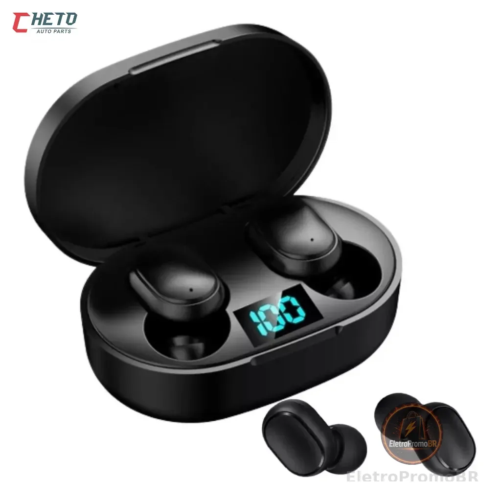 Fone De Ouvido Sem Fio E6s Bluetooth 5.0 Tws Com Tela LED Digital