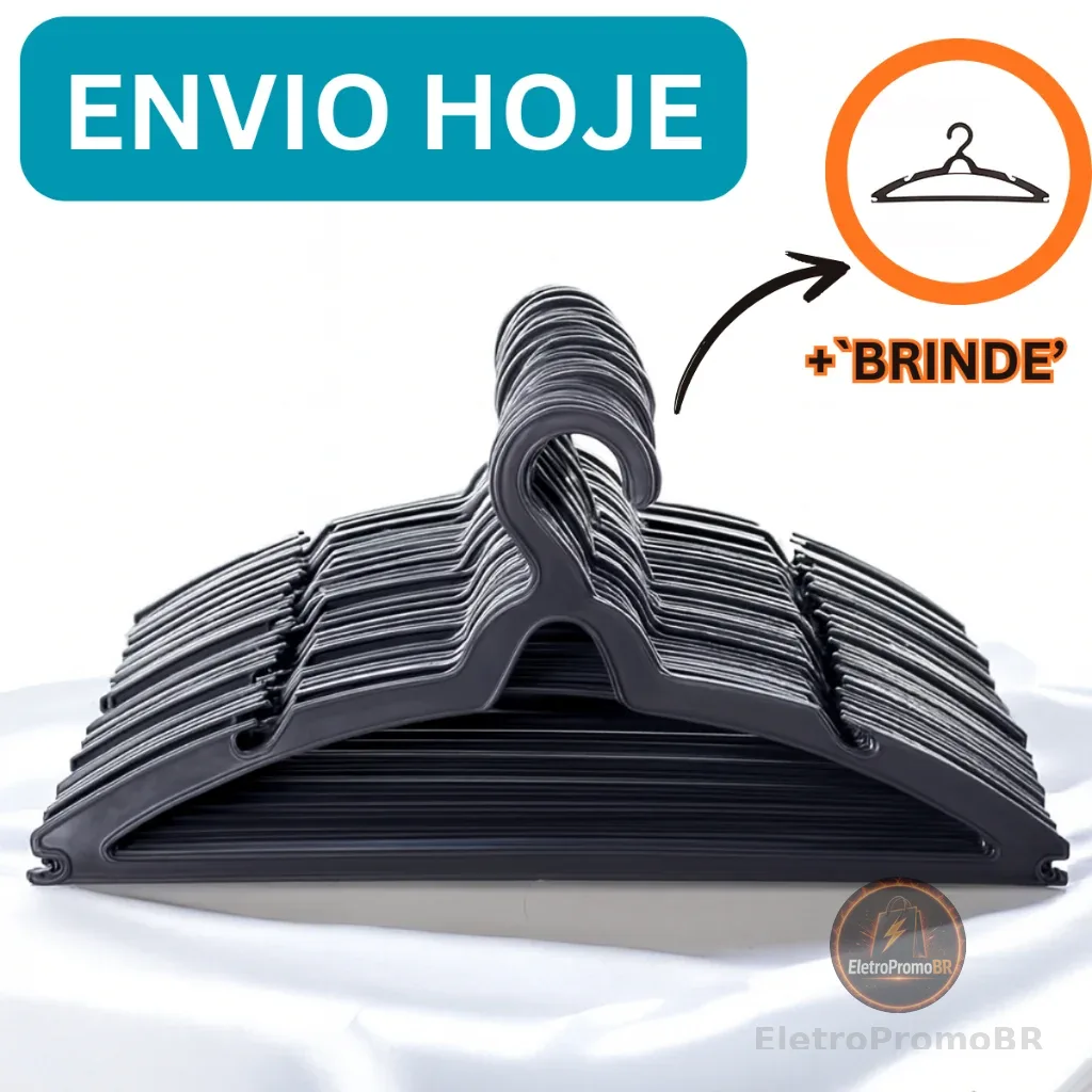 Kit 100 a 10 Cabide Para Roupas Cabides Antiderrapante Resistente Adulto Suporte Para Alças Arara