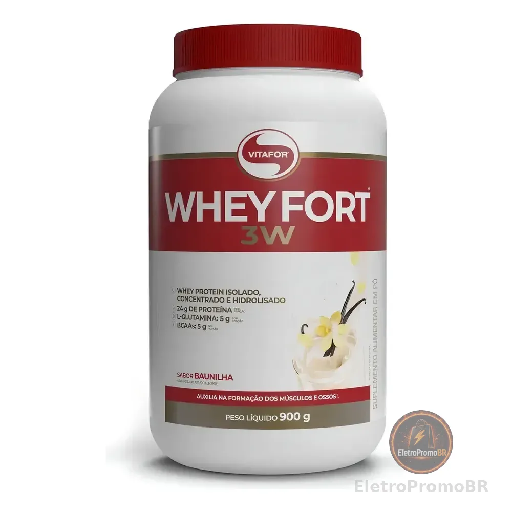Suplemento En Pó Whey Fort 3w Vitafor 900g Proteínas Sabor Cookies & Cream