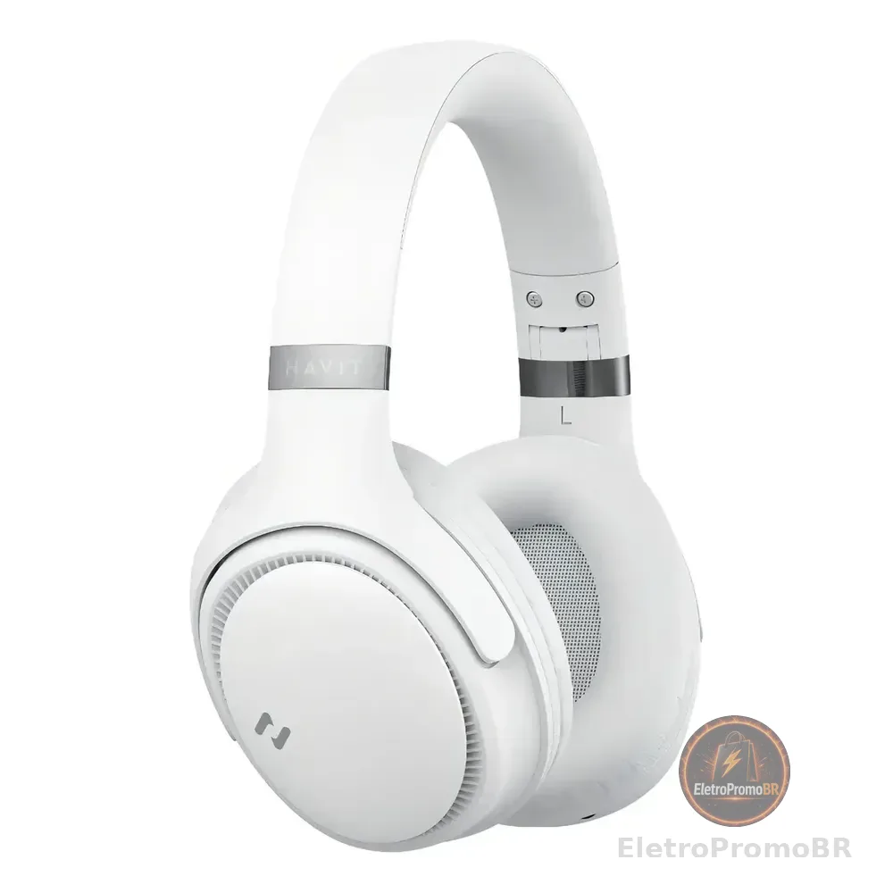 Heaphone Havit H630bt Bluetooth 5.3 On-ear 3d 55h Cor Bege Branco