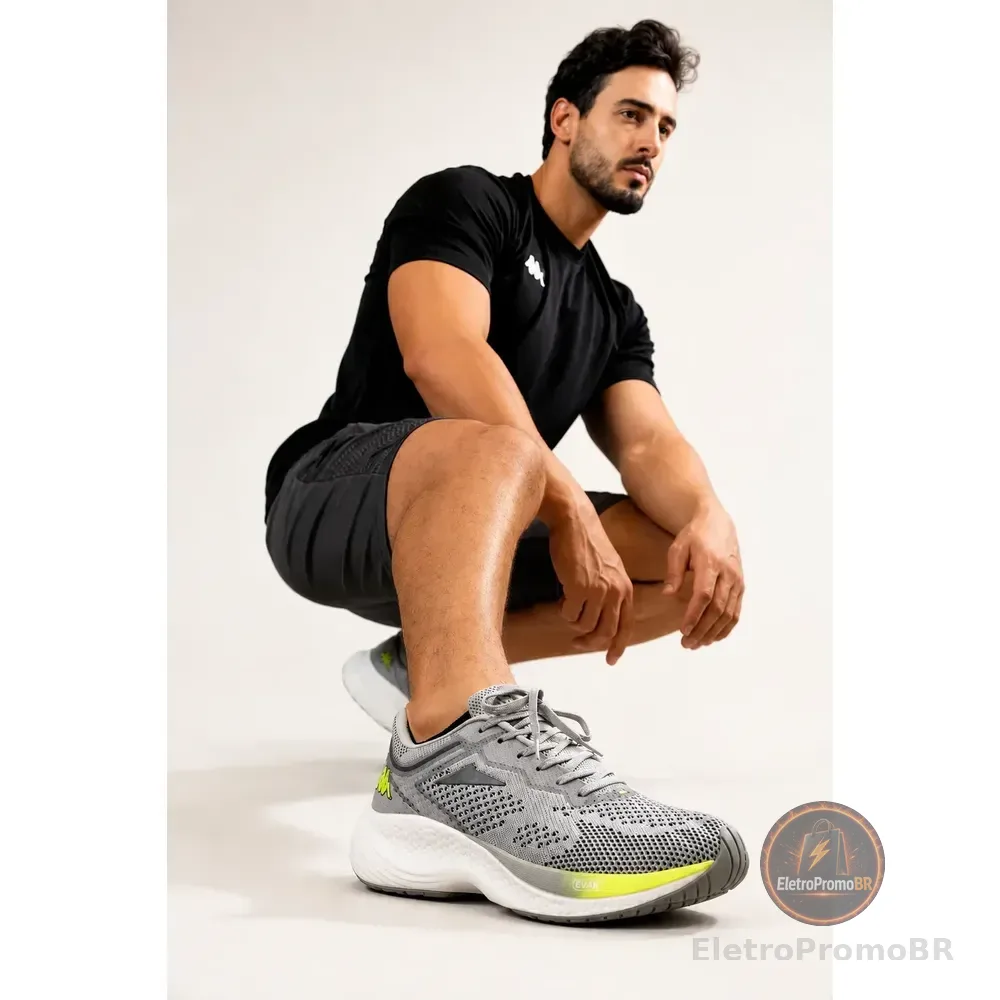 Tênis Kappa Pulse Evo Masculino Feminino Cinza-amarelo Limão 41