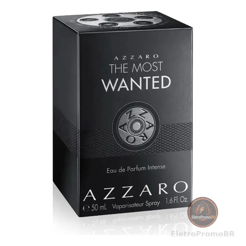 Perfume Masculino Amadeirado Ambarado Com Cardamomo E Caramelo, Longa Duração, Azzaro The Most Wanted, Eau De Parfum Intense, 50ml