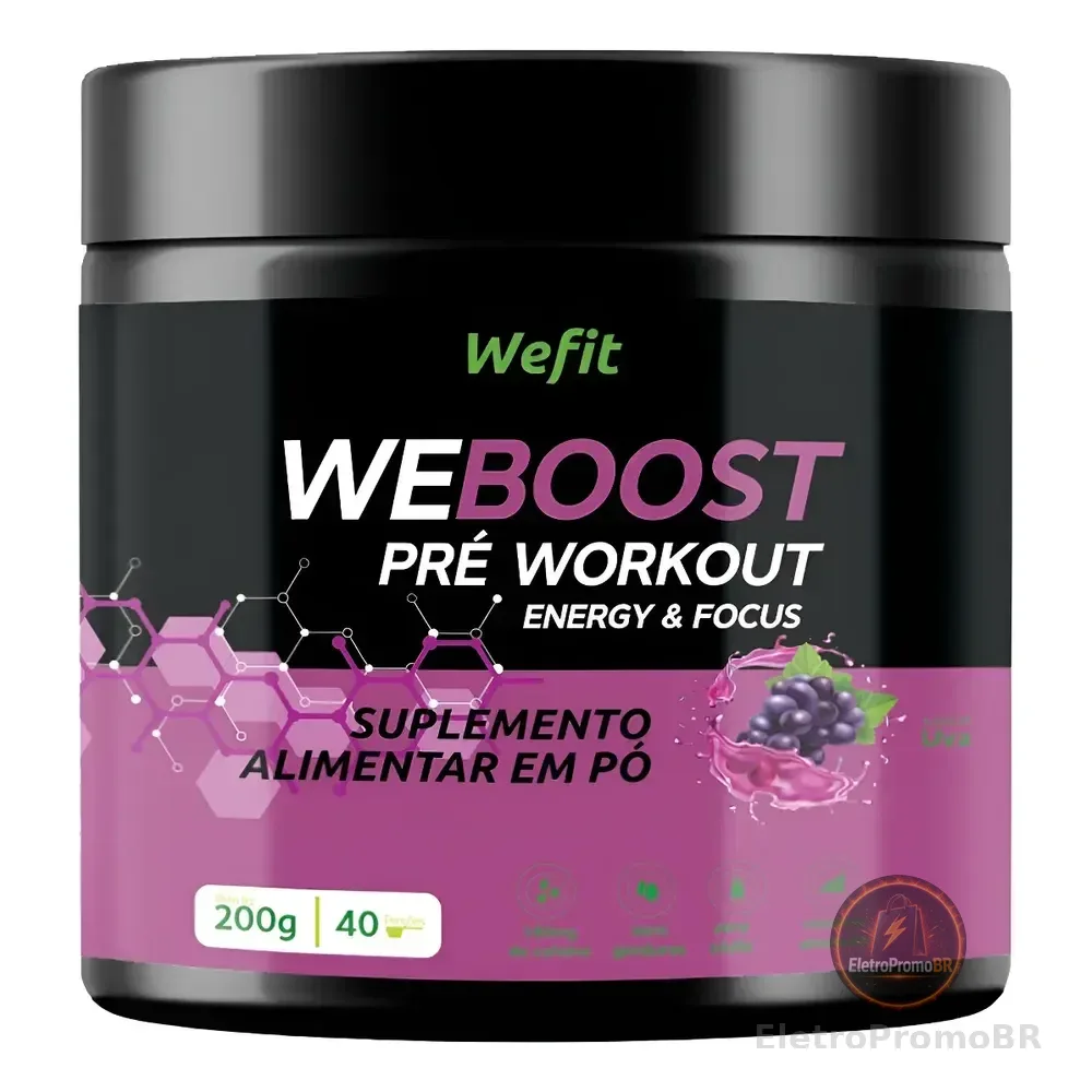 Pré-treino Wefit Weboost Pó Energia Sabor Uva 200g