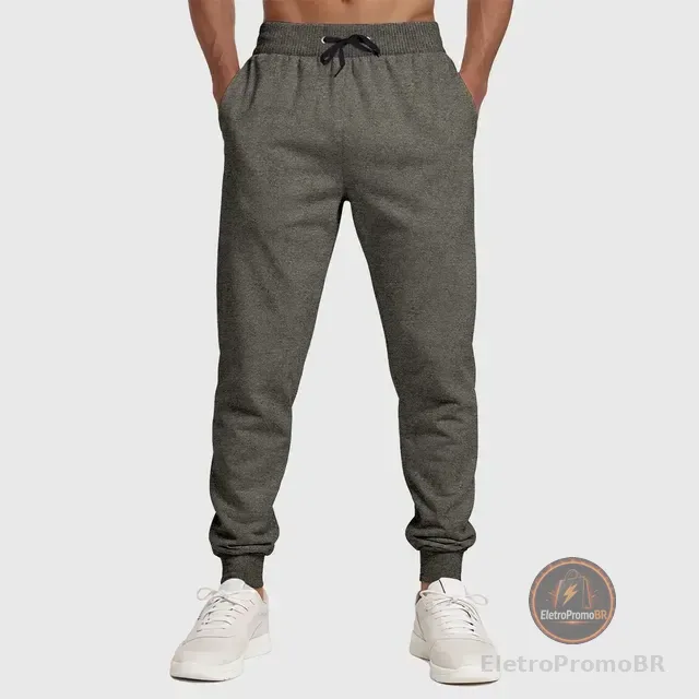 Calça Moletom Academia Masculina Slim Moletom Confortavel
