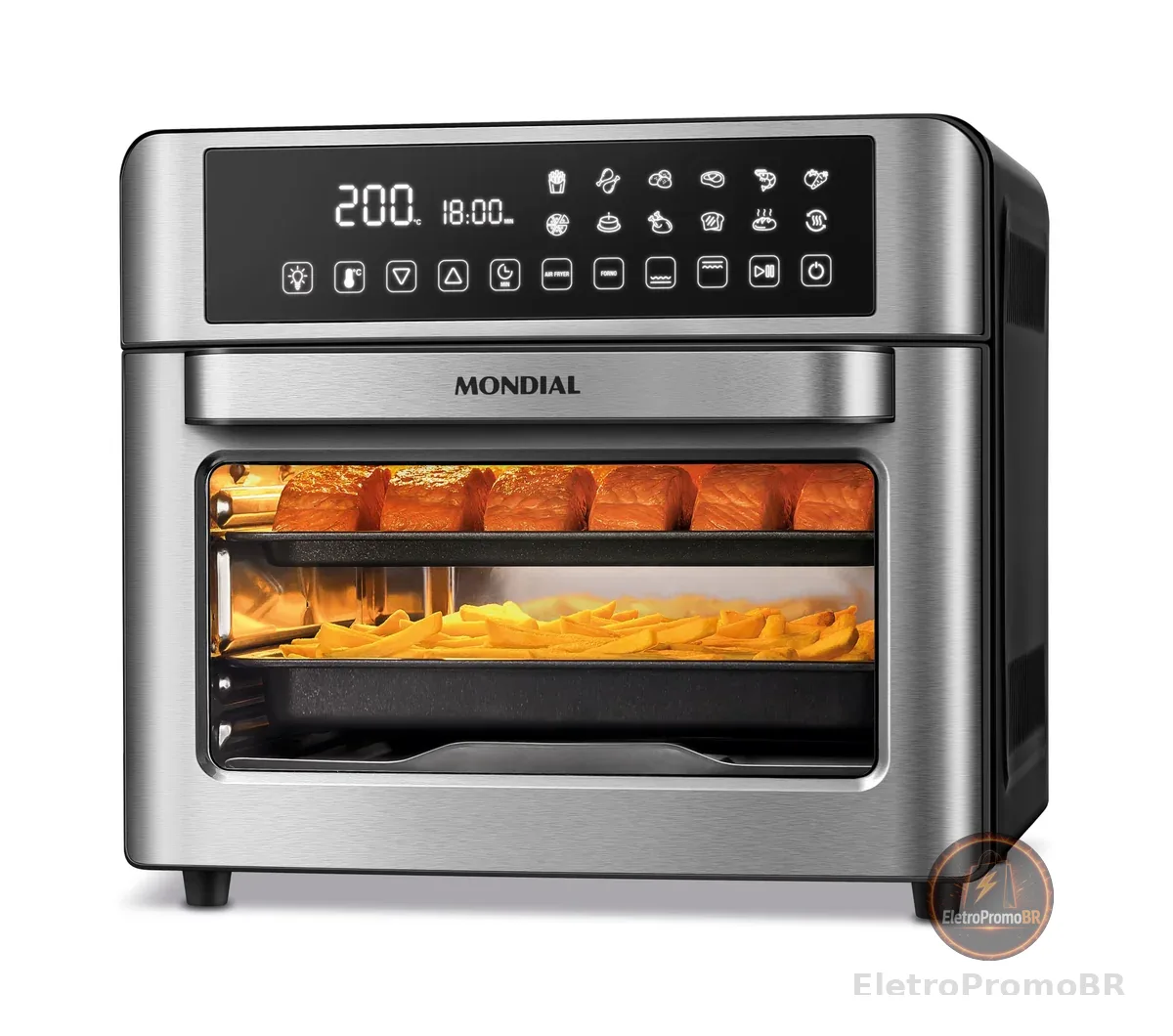 MONDIAL Fritadeira Air Fryer Forno Oven Digital 25L, Preto/Inox, 2000W, 110V - AFO-25L-BI