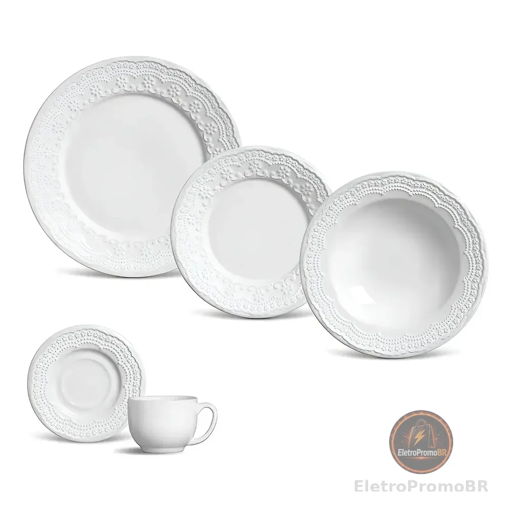 Aparelho De Jantar 30 Peças Madeleine Branco Liso