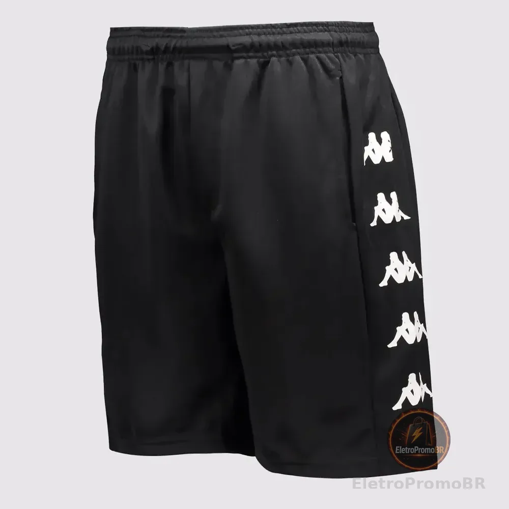 Bermuda Kappa Long Pocket C/ Bolso Academia Caminhada Preto G