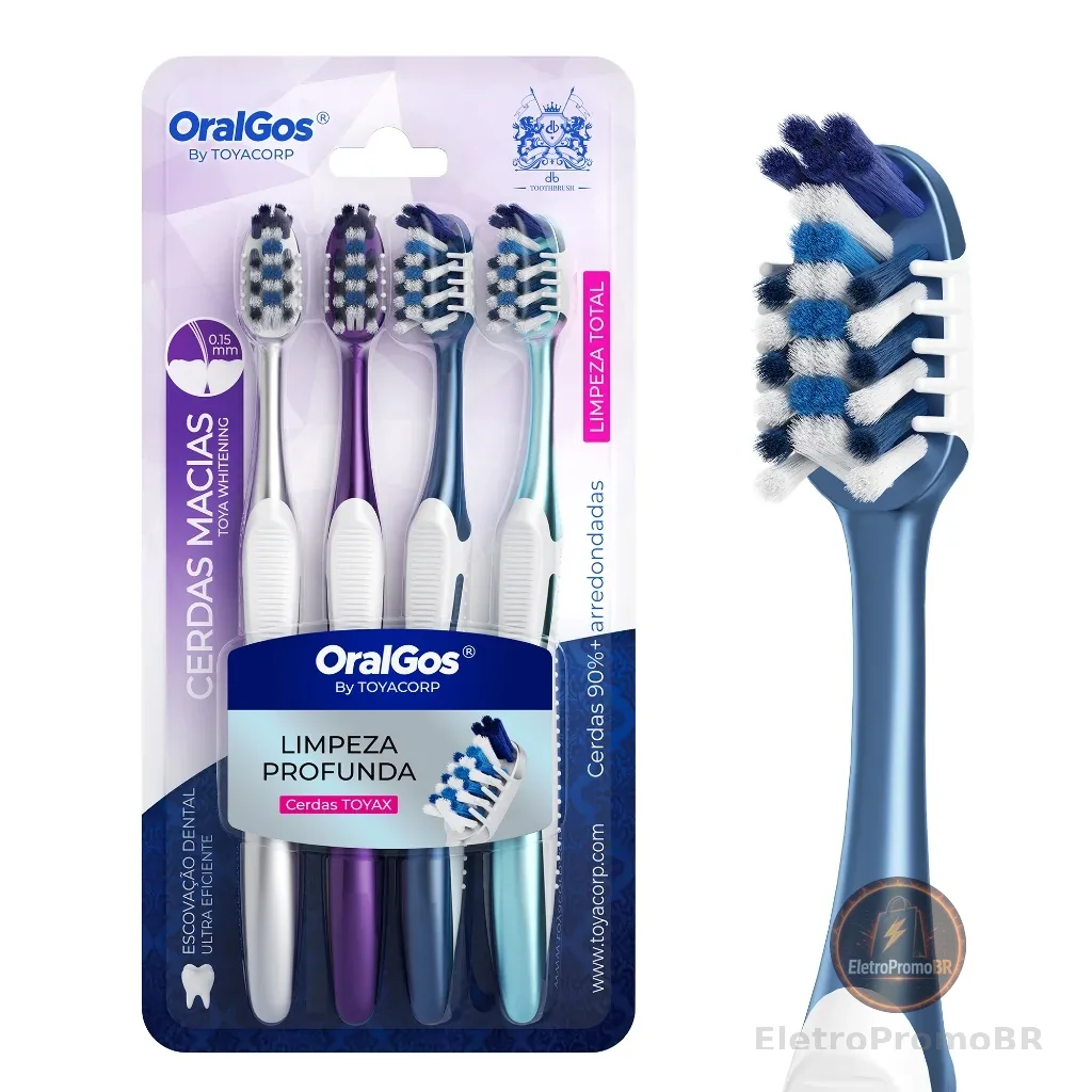 OralGos Escova Dental Ultrafina,Cerdas Ultramacias para Boca Sensível,Cabo Curvo Ergonômico