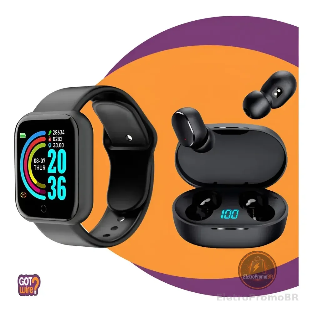 Relógio Digital Smartwatch Gotwire? Pro Com Fone De Ouvido Bluetooth Para Android E Ios Preto Liso