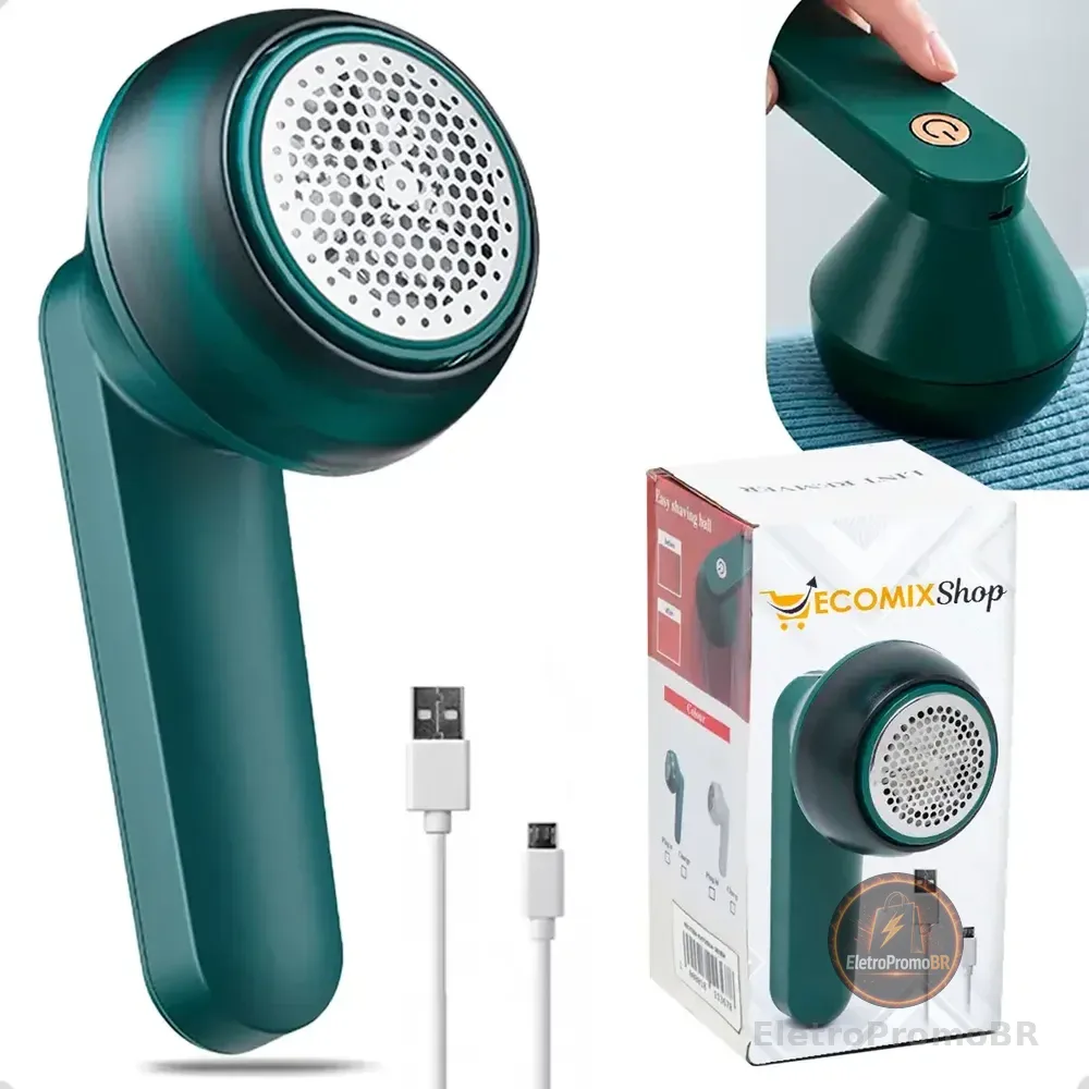 Papa Bolinha Elétrico Sem Fio Removedor De Fiapos Tira Pelos De Roupas Com Facilidade Recarregável Marca Ecomixshop Verde-escuro 127/220v