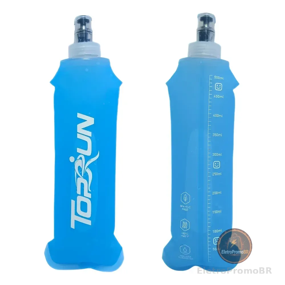 Garrafa Hiratação Silicone Soft Flash Azul 500ml Azul