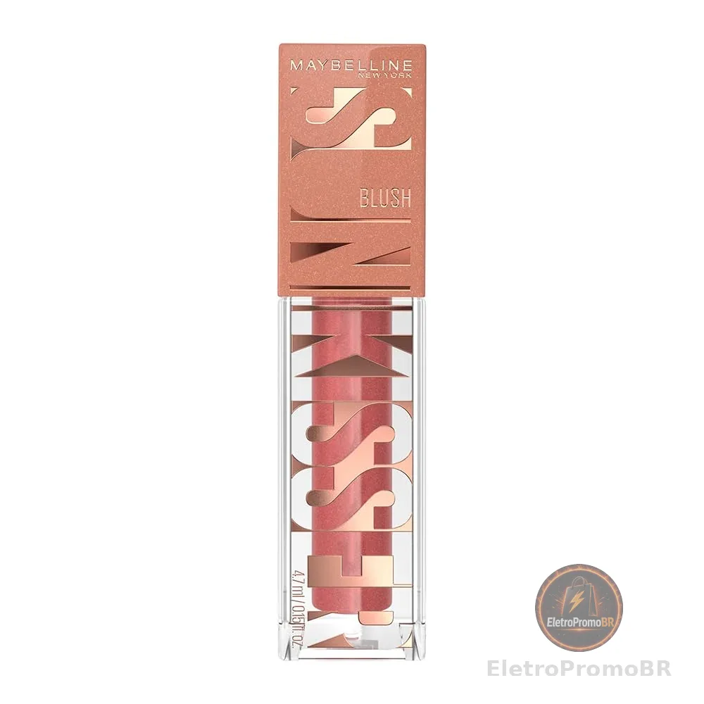 Maybelline NY Sunkisser Blush Líquido Multifuncional com Vitamina E, Efeito Glow Natural, Fácil Aplicação, Longa Duração de até 12h, Resistente ao Suor, Cor City Sizzle, 4,7ml