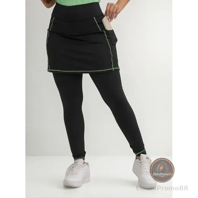 Calça Roupa Fitness Evangelica Calça Saia C/  Bolso Costuras