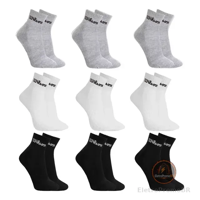 Kit 9 Pares Meias Wilson Cano Médio Masculino Adulto