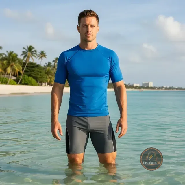 Bermuda P/ Natação Esportiva Solar Max Proteção Uv Fpu 50+
