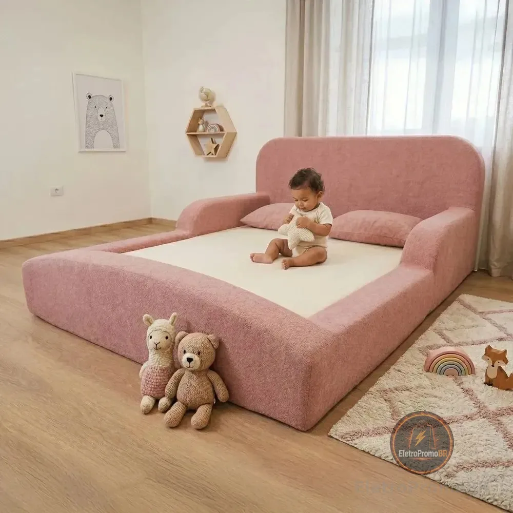 Keiko Colchões Cama Montessoriana Casal Encanto 100% Espuma Boucle Rosa Rosa-claro