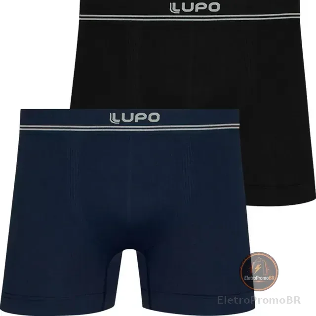 Kit 2 Cuecas Boxer Lupo Poliamida Sem Costura Box Microfibra