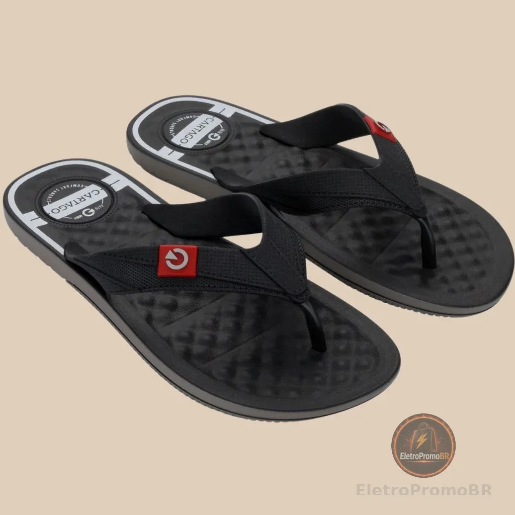 Chinelo de Dedo Cartago Modelo Arizona Casual Masculino Palmilha Massageadora Ultra Confortável