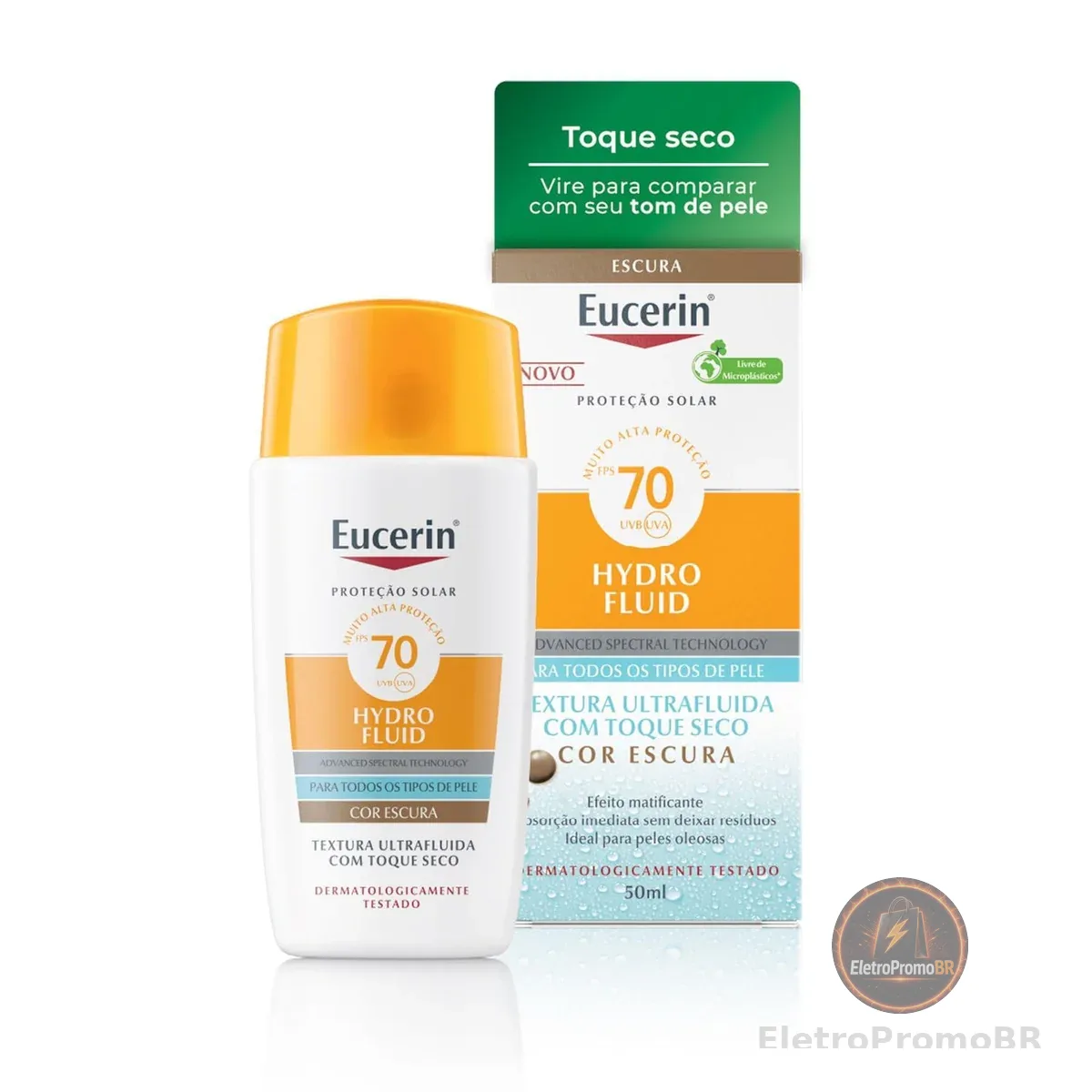 Eucerin Sun Protetor Solar Hydro Fluid Facial Cor Escura FPS70 50ml