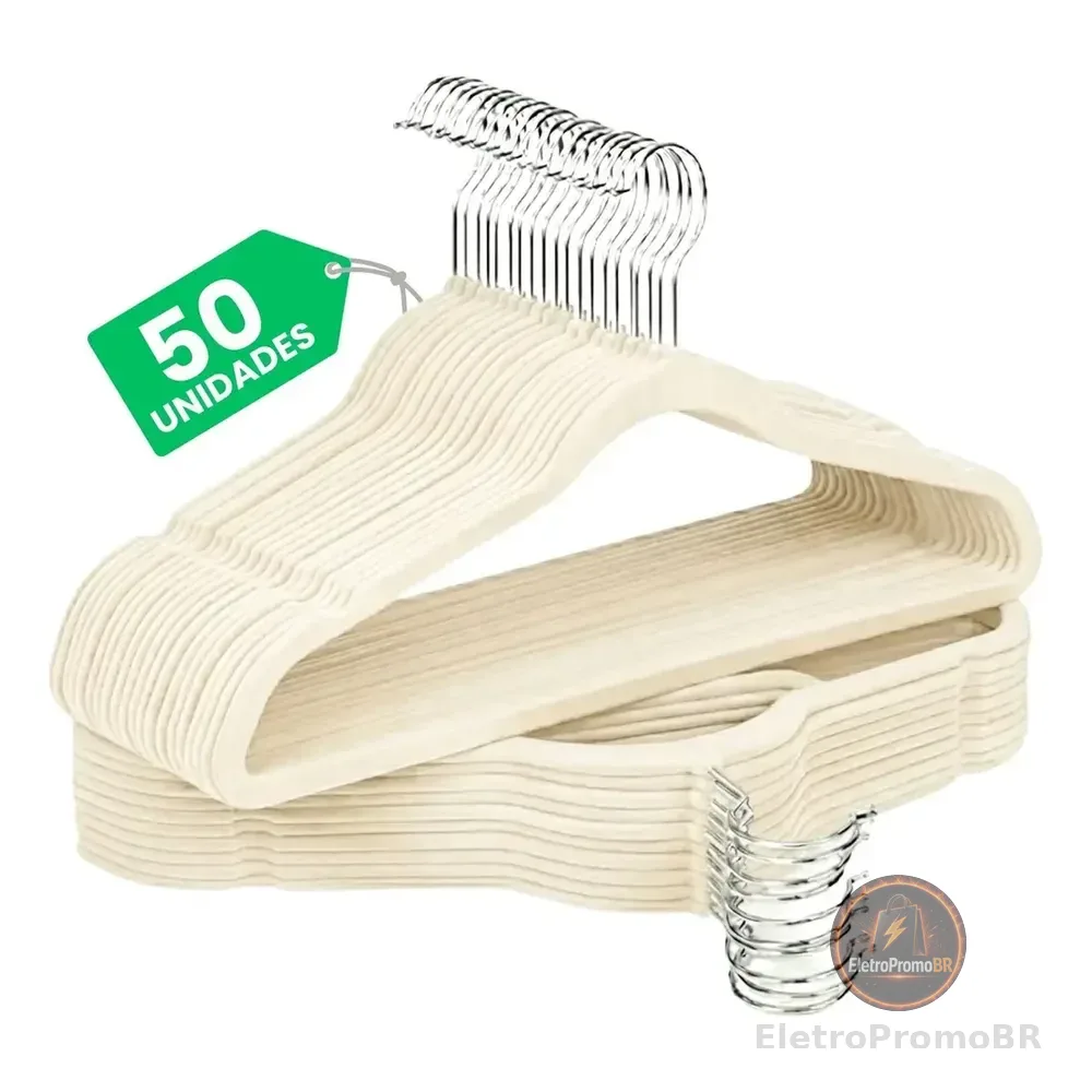 Kit Cabides Veludo De Roupa Antideslizante Slim Adulto 50 Un Bege