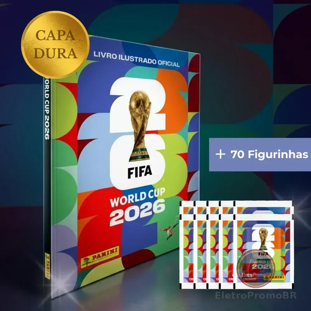 Álbum Copa Do Mundo 2026 Capa Dura Oficial + 70 Figurinhas