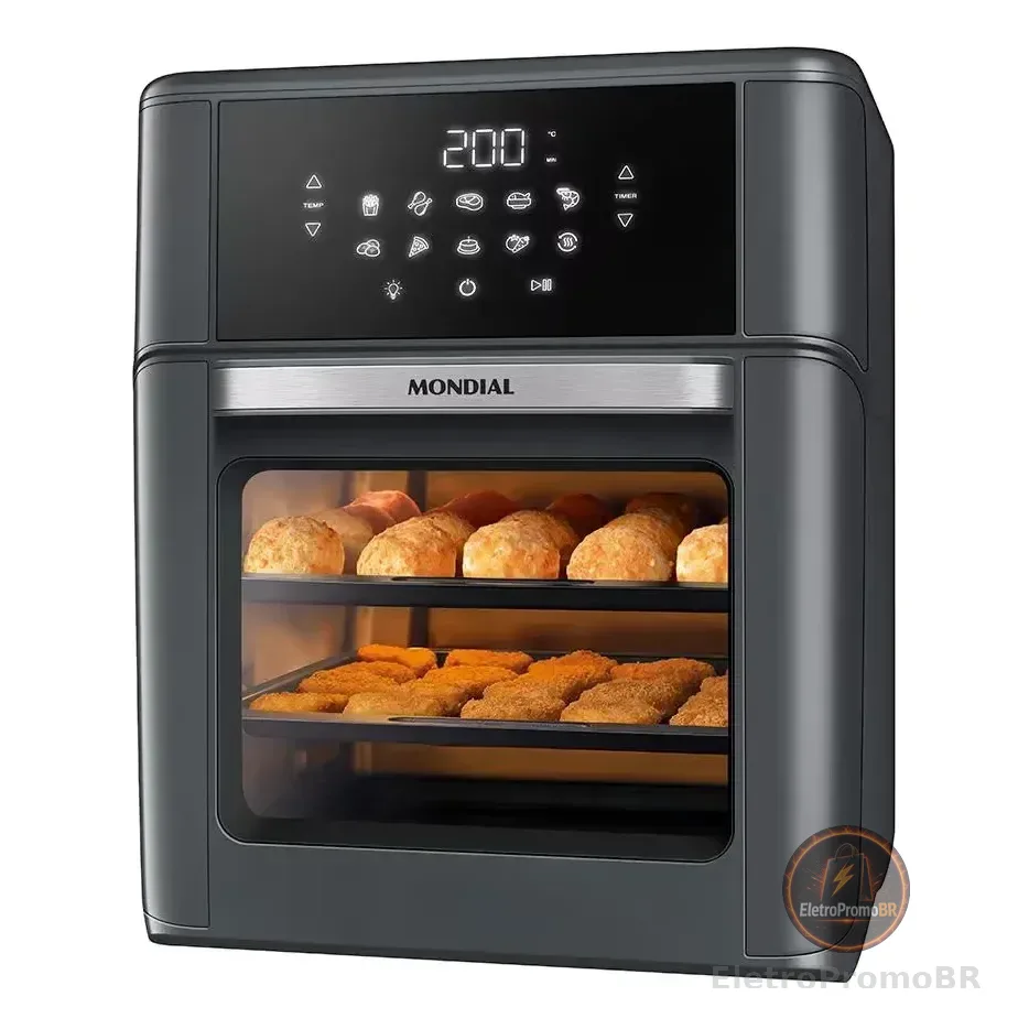 Fritadeira Air Fryer Oven Afon12lfg 12l Digital 2000 Mondial Cinza 110v
