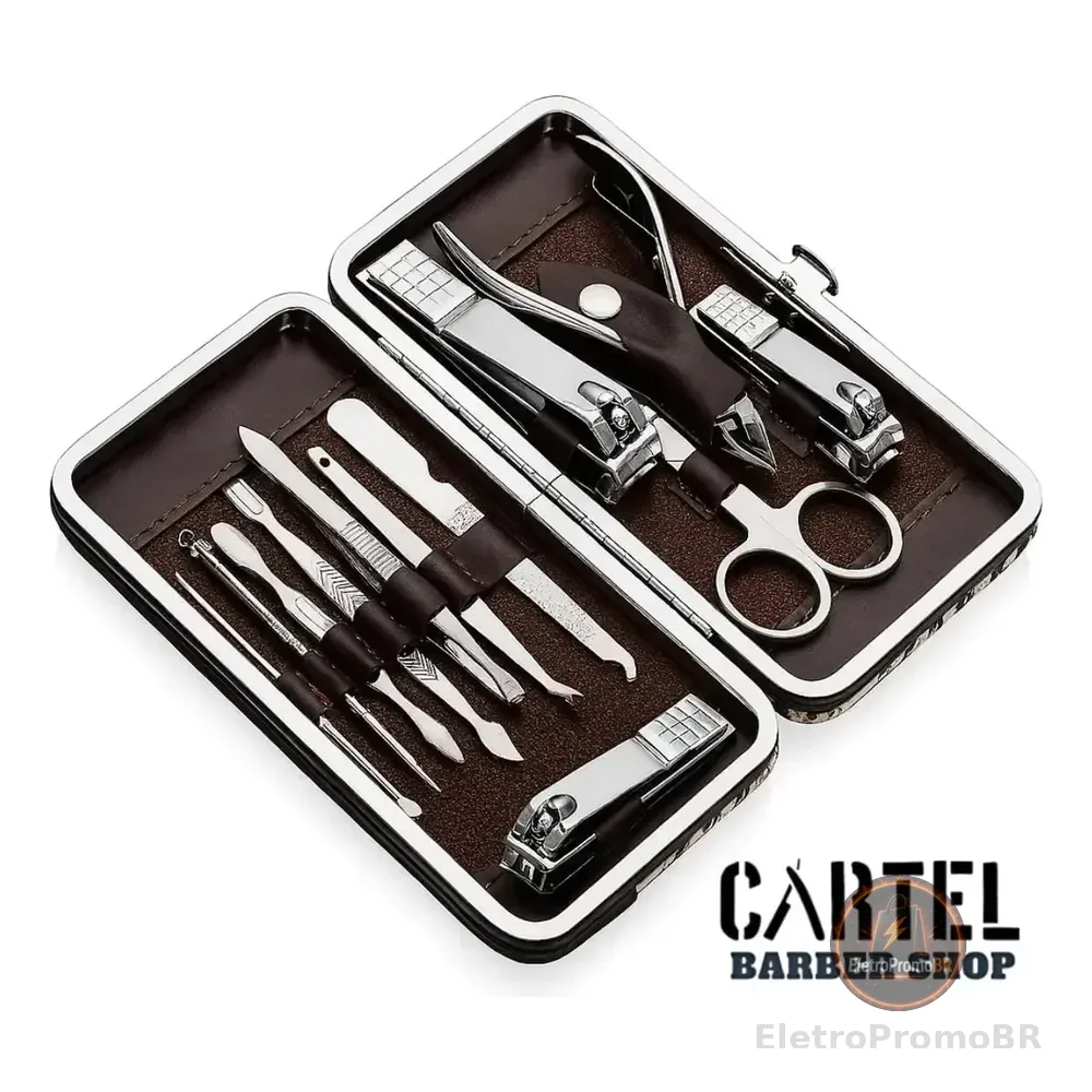 Kit Cortador De Unha Portátil Estojo Alicate Manicure 12 Pç - Desencravador De Unha Manicure Alicate Lixa Profissional Tesoura Empurrador De Cutículas Pinça Portátil Dobrável