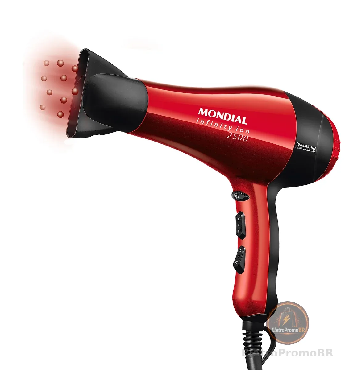 MONDIAL Secador, Infinity Íon 2500, 220V, Preto/Vermelho, 1900W - SC-12