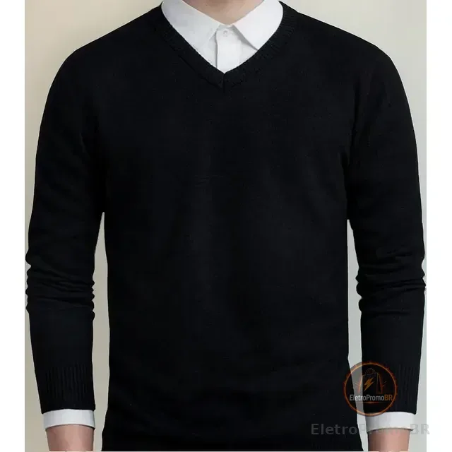 Suéter Masculino Gola V Malha Blusa Slim Inverno