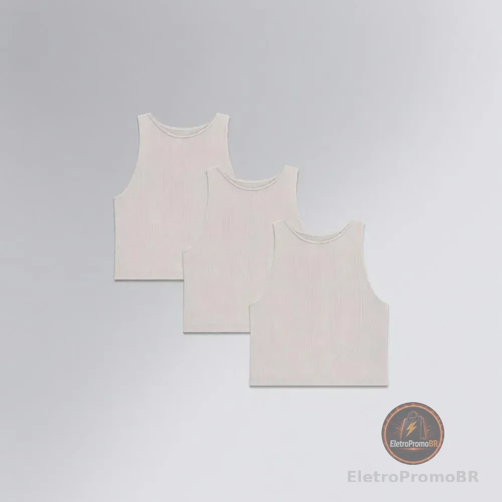 Kit 3 Regatas Insider Cropped In-form Seamless Sand Beige U